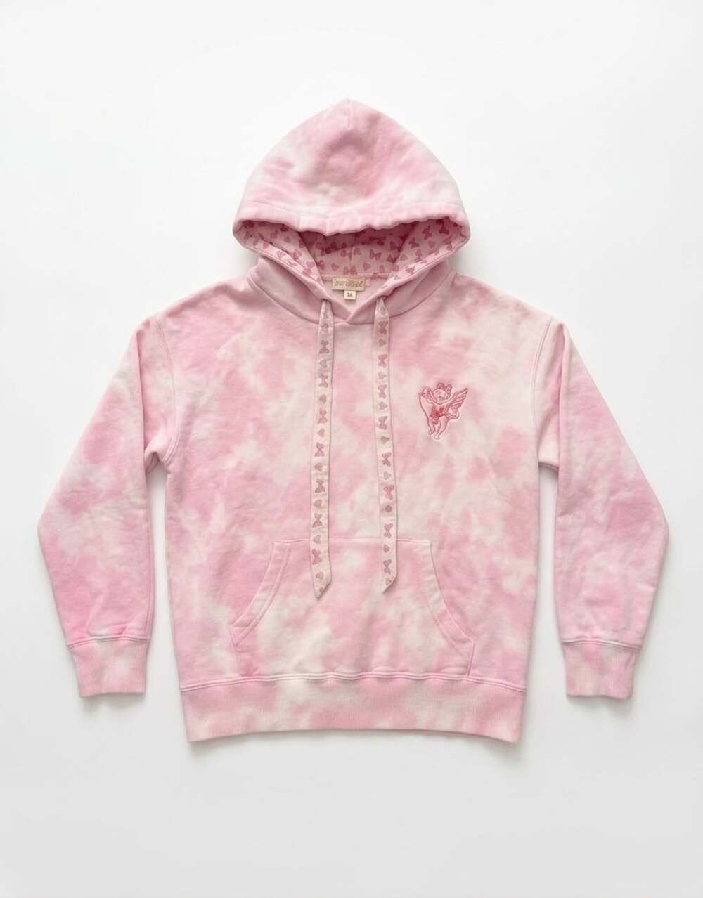 LoveShackFancy x Roller Rabbit Disco Bow Pink Tie-Dye Cropped Hoodie XS